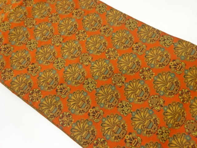 JAPANESE NAGOYA OBI / WOVEN FLORAL PLANTS / BY MANYO